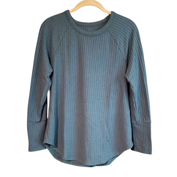 Chaser Tops - Chaser Waffle Thermal Top Long Sleeve Minimalist T-Shirt Blue Green Size Medium